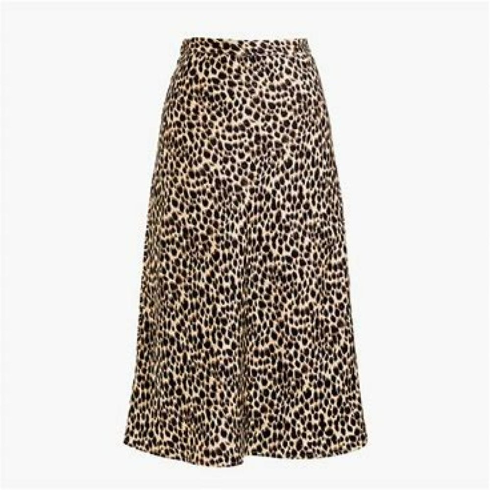 NWT J.Crew Leopard Midi Slip Skirt